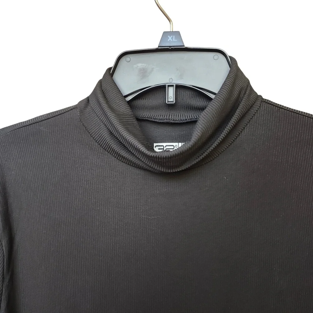 32 Degrees Heat Black Ribbed Turtleneck Long Sleeve Thermal Shirt Top‎ XXL NWT